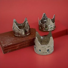 Tris Corone Metallo Bagno Argento 4 Cm Diametro King Re Magi