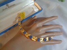 BRACCIALE 30s gr19 <Trifari ©>ZAFFIRI,ORO GIALLO:FIRMATO,SCATOLA ORIGINALE,UNICO