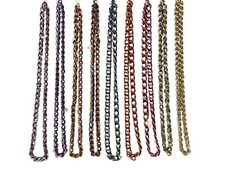 COLLANA IN ALLUMINIO COLORATO BIGIOTTERIA VINTAGE CATENINA CIRCONFERENZA CM 95