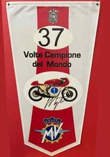 Giacomo Agostini Signed MV Augusta Multi World Champion MotoGP Pennant + Cert