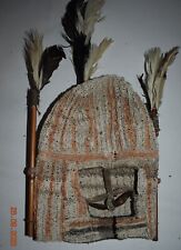 PAPUA NUOVA GUINEA ASMAT RARA MASCHERA DA GUERRA INTRECCIATA, nasello, 16" 1900S