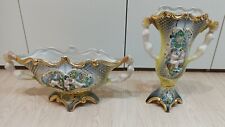 Coppia di antichi vasi rari Made in Italy in porcellana Capodimonte