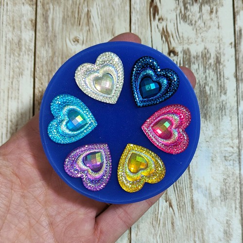 Stampo cuori sfaccettati 6pz - sfaccettati,