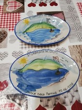 Coppia Piatti Ovali Da Parete Ricordo 5 Girafondo Del Golfo Isola Delle Femmine