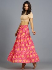 Gonna Maxi Estiva Floreale Da Spiaggia Casual Con Rouches In Vita Elastico