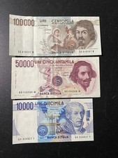 Lotto 3 banconote repubblica caravaggio bernini volta come foto