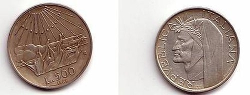 Moneta argento 500 lire - , italia