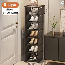 Scarpiera Salvaspazio 8 Ripiani Nera – Mobile Porta Scarpe Slim Verticale
