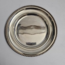 PIATTINO TONDO VINTAGE Metallo Argentato Ø 20 cm Bordo Cordonato Sottobottiglia