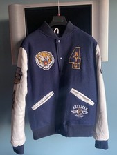 GIUBBOTTO AMERICAN COLLEGE TAGLIA L BOMBER VARSITY WHITE BLU