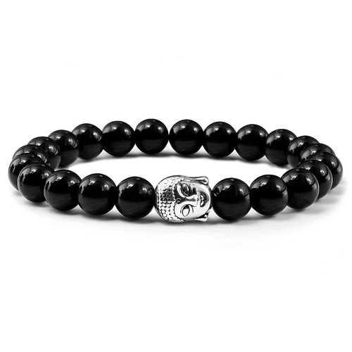 Bracciale onice nero buddista - bracciale,