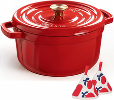 Forno Olandese in Ghisa Smaltata – Pentola Con Coperchio, Libro Di Cucina E Pres