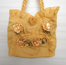 BORSA  BORSETTA  IN RASO/ SETA COLOR ORO CON FIORI