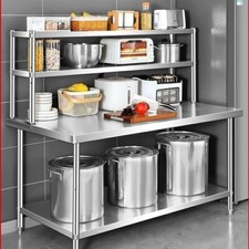 Piano di Lavoro da Cucina Commerciale in Acciaio Inox,Tavolo da Lavoro 120*160cm