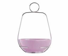 Centrotavola Insalatiera Fruttiera con Manico Lilla Ceramica - 28,3 x 25,8 x 35