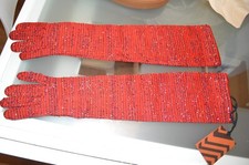 Guanti MISSONI maglia lunga neri impreziositi rosso intenso maglia ai gomiti nuovi taglia unica