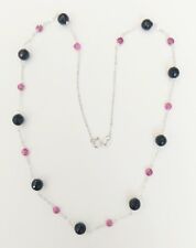 collana in argento 925 con rubini rosso naturale da 3 mm e onice sfaccet da 6 mm