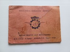 MV Agusta 175 C.S. Sport 1956 manuale uso manutenzione libretto originale