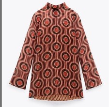 Zara Mini Abito Organza Stampa