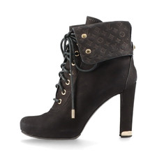 Stivaletti Louis Vuitton Monogram in pelle nabuk neri MA0170 US 6/ EU 36 autentici