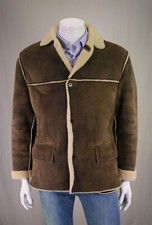 Cappotto uomo John Varvatos Rancher S 36 marrone shearling pelle scamosciata antica