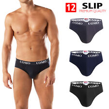 Set 12 Pezzi Slip Uomo Mutande Cotone Elasticizzato Intimo Nero Grigio Blu VEQUE