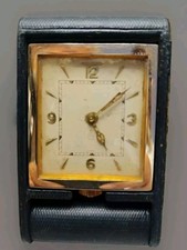 JAEGER LE COULTRE Orologio Da Viaggio 8 Giorni Cal.206  Funzionante Pelle Blu 