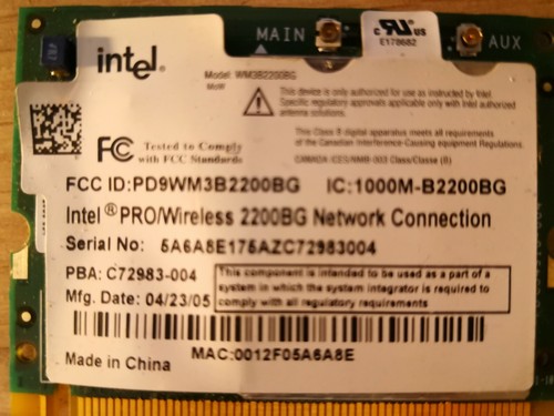 Scheda wlan intel pro - pro, wifi