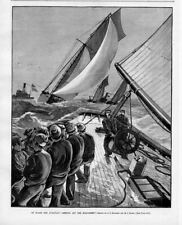 INTERNATIONAL YACHT RACES ON BOARD THE PURITAN GET AFT THE MAIN-SHEET SAIL