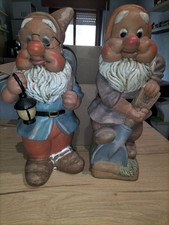 Coppia  Grandi Nani RARI Da Giardino Vintage 