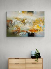 Quadro 120x80 cm Stampa su Tela - Telaio in Legno - Cavalli Astratto