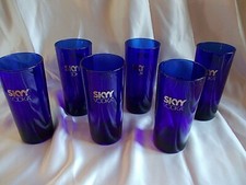 6 BICCHIERI PUBBLICITARI LONG DRINK MARCATI SKYY VODKA IN VETRO BLU