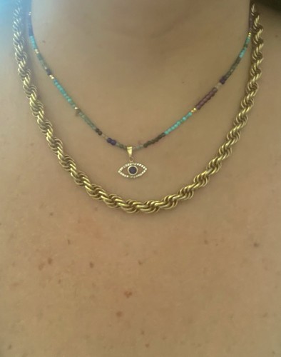 Collana oro pietre - kt,
