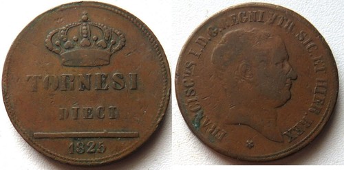 Moneta tornesi 1825 napoli - 10,
