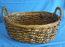 Cesto Porta Pane Posta Frutta Materiale Naturale Intrecciato Due Maniglie