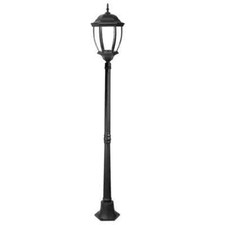 Lampione Giardino Lanterna Nero Vetro E27 Luce Esterno Alluminio 178x24 Cm