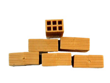 Set 6 Pz Mattoni Forati Cm 1,8x3x1,3h in Plastica Color Terracotta Presepe