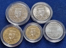 LOT OF 5 COINS REUNION ISLAND