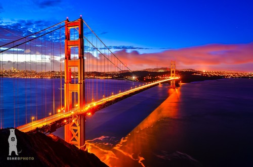 The golden gate bridge - golden, dawn
