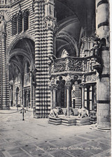 CARTOLINA *39 SIENA TOSCANA INTERNO DELLA CATTEDRALE CON PULPITO VIAGGIATA 1951