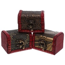 3 Pcs Mini Scatola Di Gioielli Legno Cassa Del Porta Vintage