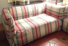 SET di due divani in stoffa scozzese sfoderabile con cuscini