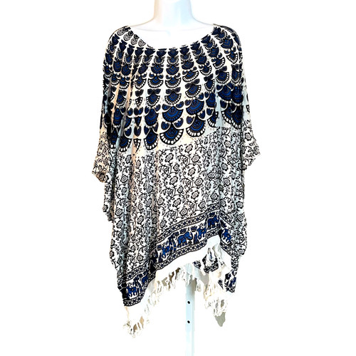 Blusa tunica donna blu nera - blu,