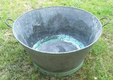 GRANDE MASTELLO VASCA ZINCATA META' SECOLO SCORSO - BOCCA 78CM