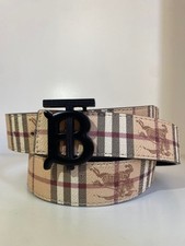 Cintura Burberry Uomo In Logo Nero In Pelle Reversibile