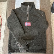 Giacca Pullover Vintage NAPAPIJRI Geographic Pile Sherpa 1/4 Zip Uomo Taglia XS