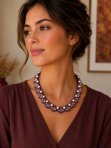 Collana uncinetto filo lurex - lurex, e