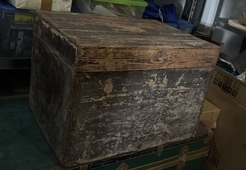 Antico baule scatola legno - scatola, in