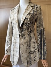 Giacca blazer design aderente stampa pitone beige grigio Just Cavalli taglia 40 UK 8 
