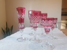 Coppia di calici rossi vintage stile boemia - 2x3  (flute, vino, liquore)